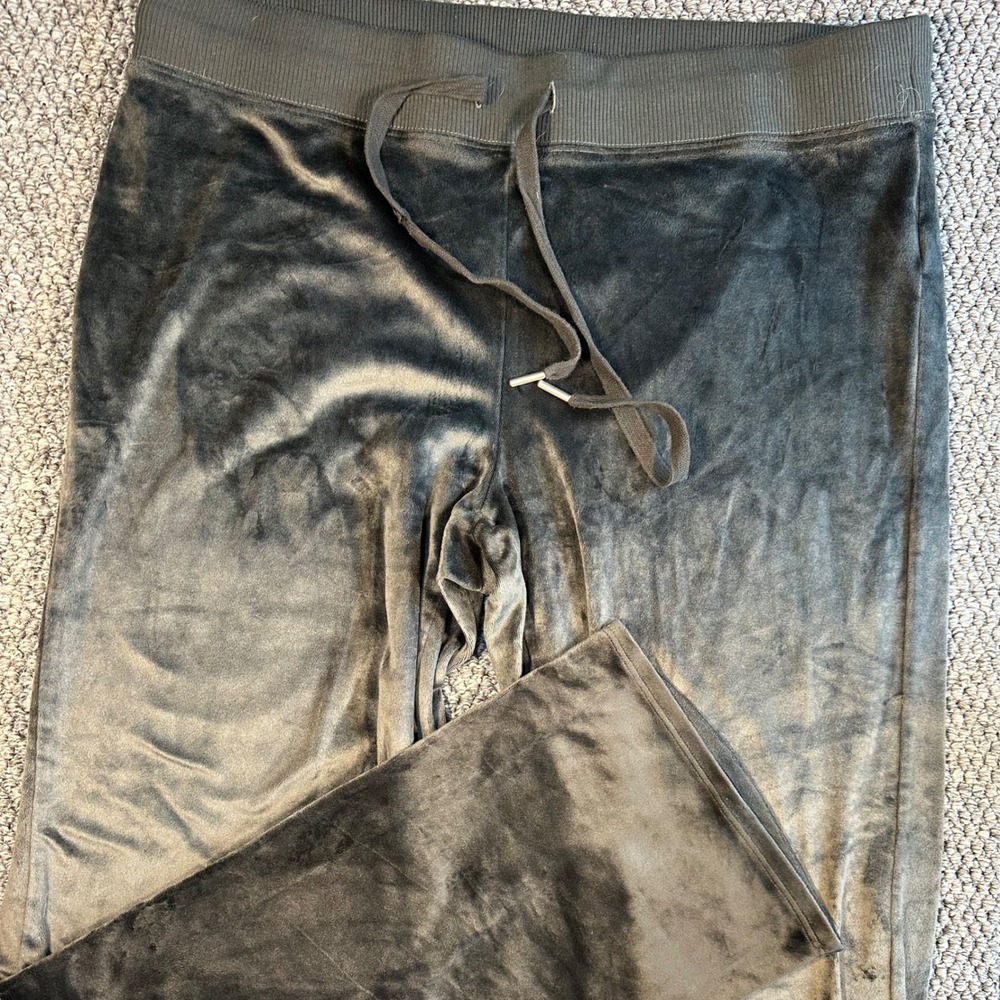 Aerie Real Good Velour Lounge Pants Charcoal Gray Drawstring straight Leg